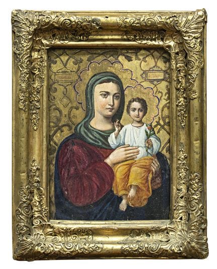 RUSSIAN SCHOOL, XIXTH CENTURY
Oil on panel, Madonn