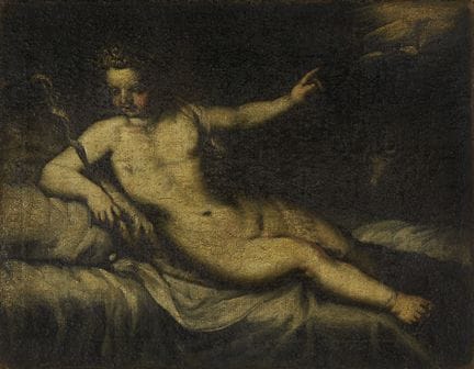 17TH-CENTURY PAINTER

ST. GIOVANNINO RECLINING
Oil