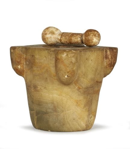 SMALL MARBLE MORTAR WITH PESTLE
19th century, with