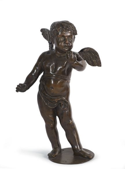 PUTTO ALATO IN BRONZO, XIX SECOLO, a tutto tondo, 