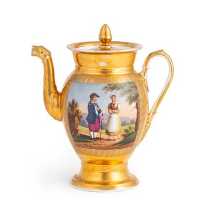 CAFETIÈRE EN PORCELAINE POLYCHROME, ATELIER DE DÉC