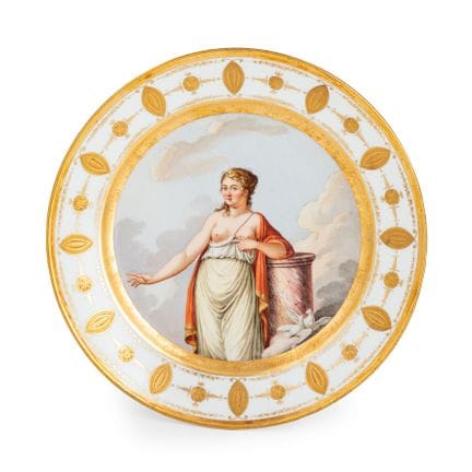 ASSIETTE EN PORCELAINE POLYCHROME, MANUFACTURE LEF