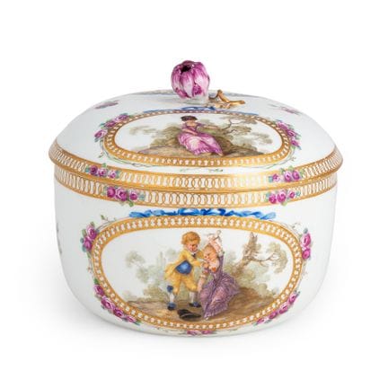 SUCRIER EN PORCELAINE POLYCHROME, MANUFACTURE DE M