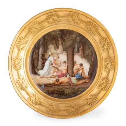 ASSIETTE EN PORCELAINE POLYCHROME, MANUFACTURE DE 