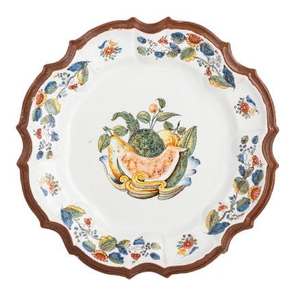 PLAT DE SERVICE EN MAJOLIQUE POLYCHROME, MANUFACTU