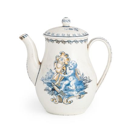 CAFETIÈRE EN FAÏENCE POLYCHROME, FABRIQUÉE À BASSA