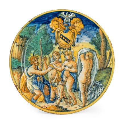 ASSIETTE EN MAJOLIQUE POLYCHROME, ATELIER DES PATA