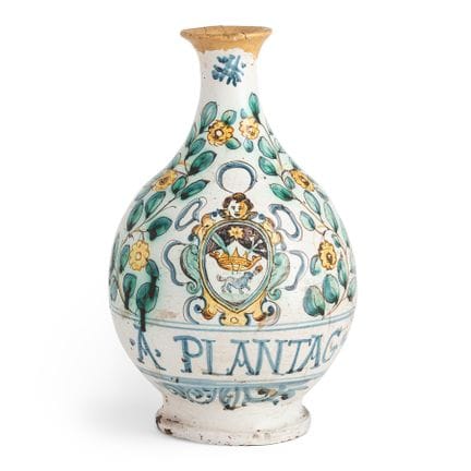 BOUTEILLE EN MAJOLIQUE POLYCHROME, FOUR DU SUD DE 