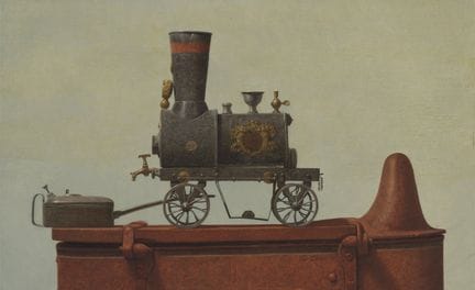 肯尼斯·萨斯沃思·戴维斯，美国，1925-2017，《伯克的铁路》，木板油画，15 x 24 英寸 