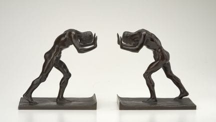 伊西多尔·康蒂（ISIDORE KONTI），美国，1862-1938年，《推人》，青铜，高6 1/