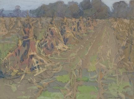 简·彼得森（JANE PETERSON），美国，1876-1965，《夏末》，纸本铅笔与水粉画，17