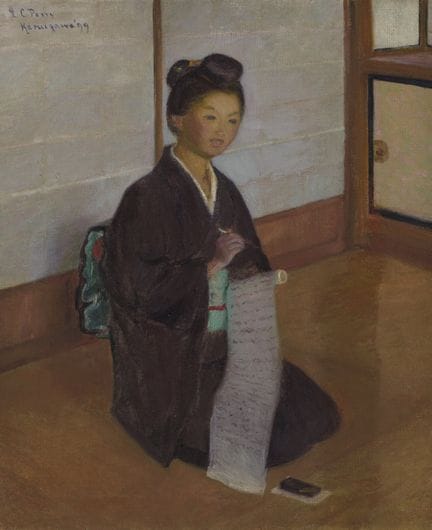 莉拉·卡博特·佩里（LILLA CABOT PERRY），美国，1848-1933年，《练习书法的人