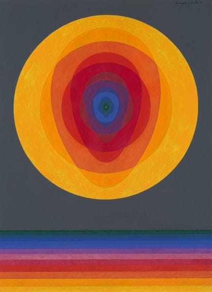 克拉伦斯·霍尔布鲁克·卡特，美国，1904-2000，无题（曼荼罗），1971年，丙烯画于木板上，3