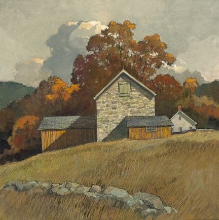 埃里克·斯洛恩（ERIC SLOANE），美国，1905-1985年，《十月》，梅森板油画，20 x