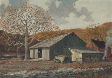 埃里克·斯洛恩（ERIC SLOANE），美国，1905-1985年，《晚秋》，梅森板油画，22 x