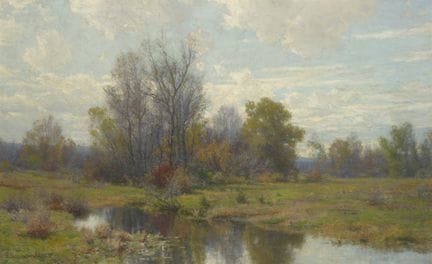 休·博尔顿·琼斯（HUGH BOLTON JONES），美国，1848-1927，《溪畔风景》，布面