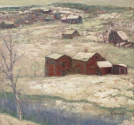欧内斯特·劳森（ERNEST LAWSON），美国画家，1873-1939年，《因伍德山间的冬天》，