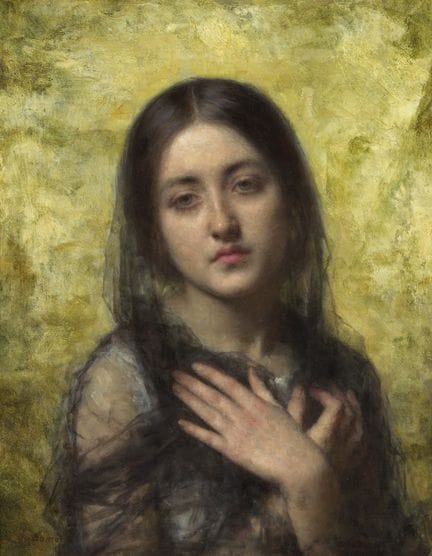 ALEXEI HARLAMOFF, ruso, 1840-1925, «Devoción», óle