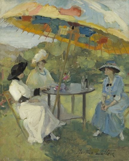 玛莎·沃尔特（MARTHA WALTER），美国，1875-1976年，《花园里的午后》，布面油画，