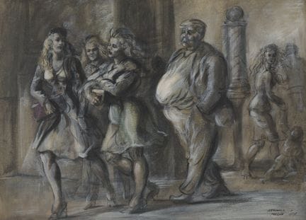雷金纳德·马什（REGINALD MARSH），美国，1898-1954年，《鲍威里街的流浪汉、美女