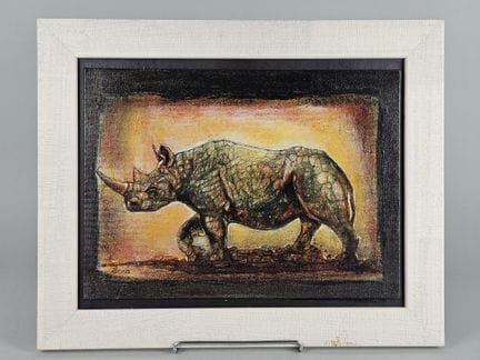 IBARA (20. Jahrhundert). „Nashorn“. Öl auf Leinwan
