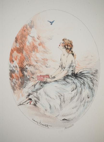 Louis ICART (1888-1950)
Jeune femme et l'oiseau


