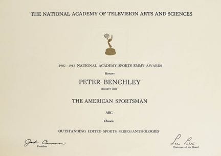 Certificato di vincita dello Sports Emmy Award del