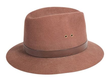 Microfelt men's fedora-style hat constructed of 10