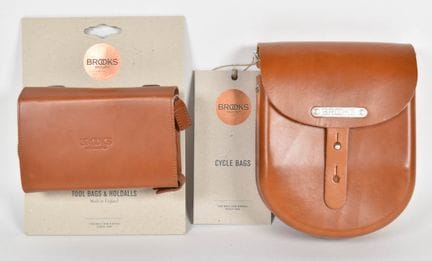 2 Bolsas de bicicleta Brooks England de cuero «Hon