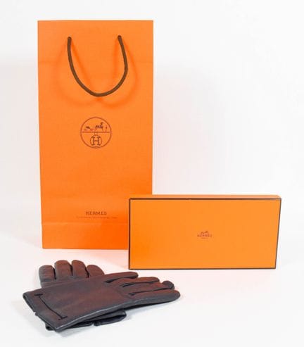Hermes Lambskin and Cashmere Lined Gloves with Ori