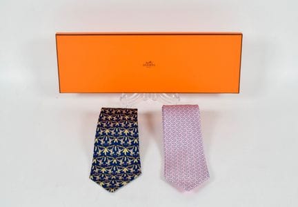 2 Hermes Silk Patterned Neckties

Two Hermes silk 