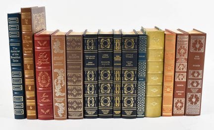 14 libros encuadernados en piel sintética y autént