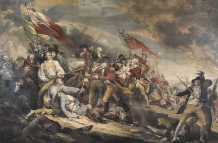Grabado en acero de John Trumbull: «La batalla de 
