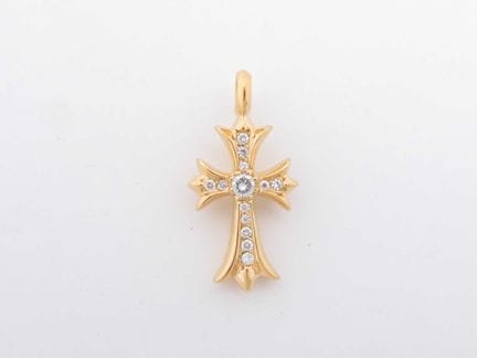 Ciondolo Chrome Hearts “Tiny Fat Cross” in oro con