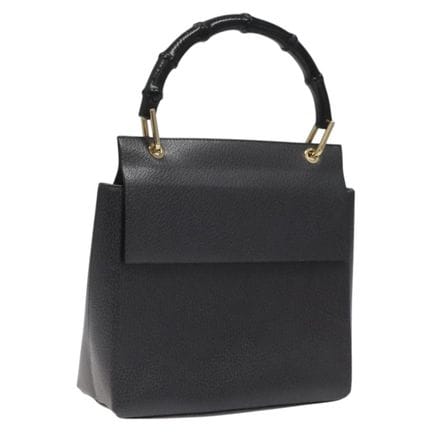 Borsa Gucci in pelle nera con manico a bambù  Ques