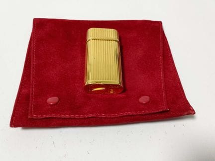 Cartier Gold Tone Ribbed London Motif Rectangular 