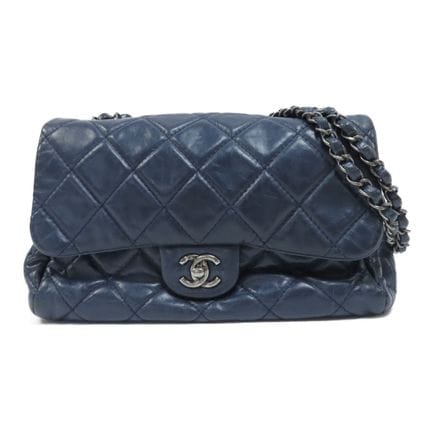 Borsa a tracolla Chanel in pelle di vacchetta blu 