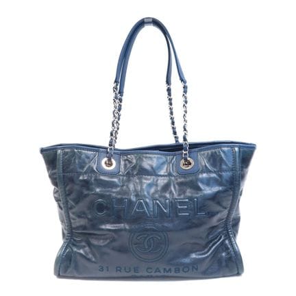 Borsa tote Chanel in pelle di vacchetta blu  Quest