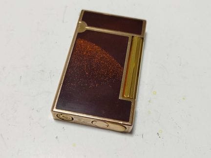 S.T. Dupont Vintage 18K Gold and Reddish Brown Lac