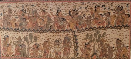 INDONESIE, Bali 
Suite de deux peintures sur tissu