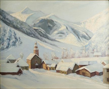 Ecole du XXème siècle
"Village en montagne sous la