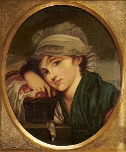 E.LUNEAU（19世纪），据让-巴蒂斯特·格鲁兹（1725-1805）原作改绘
《戴白帽的少女》