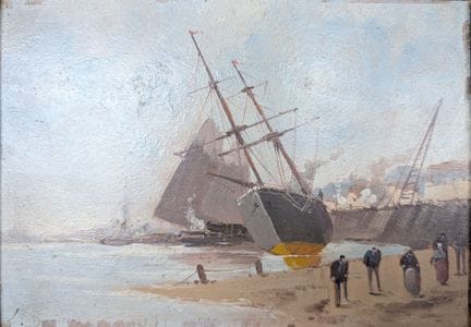 欧仁·加利安-拉卢（路易·杜皮，别名，1854-1941）
《系泊的船只》
木板油画，左下角签名
高