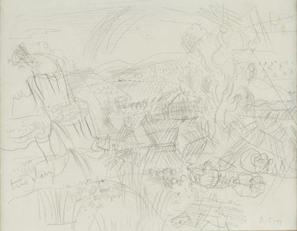 Raoul DUFY (1877-1953)
« Le bel été »
Dessin doubl