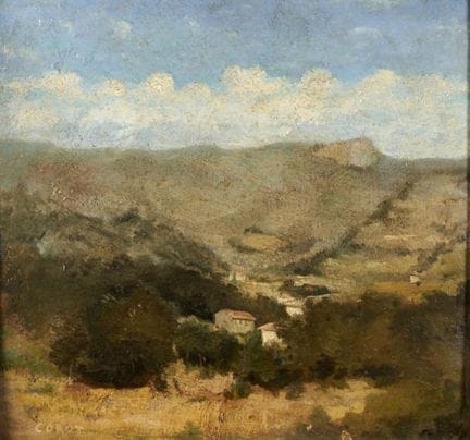 19世纪法国画派
《风景》
木板油画，画作上签名“COROT”
高：29 厘米；宽：26 厘米