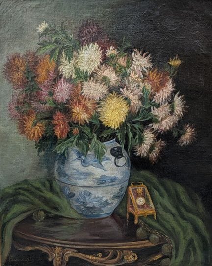 加布里埃尔·M·勒菲弗尔（19世纪末—20世纪初）
《花束与怀表架》
布面油画，左下角签名并标注19