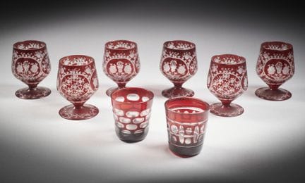 CRISTAL DE BOHÊME
 Suite de six verres à digestifs