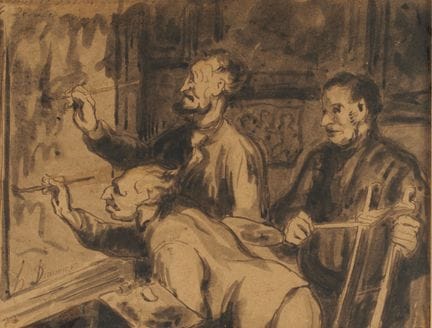 Dans le style de Daumier
« Les Peintres : Le derni