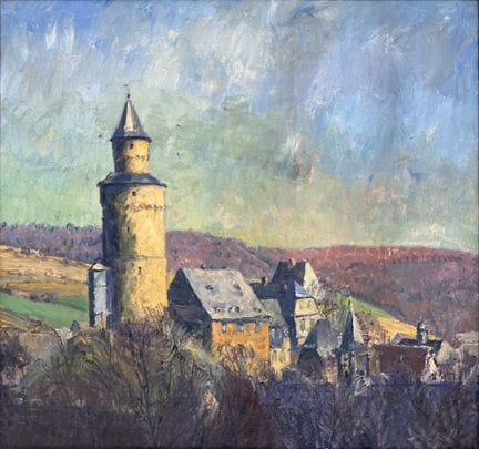 Ernst TOEPFER (1878 - 1955). "Idstein mit Hexentur