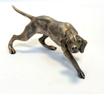 Pointer d'argento. Cane da caccia. Argento sterlin
